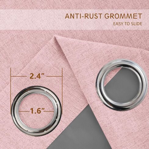 RHF Blackout Curtains 84 Inch Length 2 Panels Set, Primitive Linen Look, 100% Blackout Curtains Linen Blackout Curtains, Grommet Curtains for Living Room, Burlap Curtains-(50x84, Black) in Kuwait