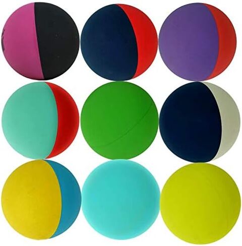 JA-RU Super Bounce Balls (6 Balls Assorted) 2.3 Inch Dual Color Bouncy Balls for Kids. Rubber Stress Ball, Stocking Stuffer, Treasure Box Toys for Classroom & Party Favors 990-6p. in Saudi Arabia