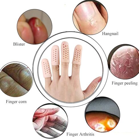 10 قطع من مهود الأصابع المصنوعة من السيليكون، دعم واقي الأصابع من الجل، أغطية أصابع الأكمام لالتهاب مفاصل الأصابع، إصبع الزناد، نفطة الذرة، الاحتكاك والفرك. in Kuwait