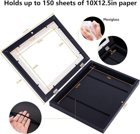 إطارات فنية للأطفال، تعرض 8.5 × 11 مع حصيرة و10 × 12.5 بدون حصيرة، إطارات عمل فنية للأطفال قابلة للتغيير، إطار تخزين لعرض الأعمال الفنية للجدار، للصور ثلاثية الأبعاد، والحرف اليدوية، والفن المعلق، والمحفظة in Kuwait