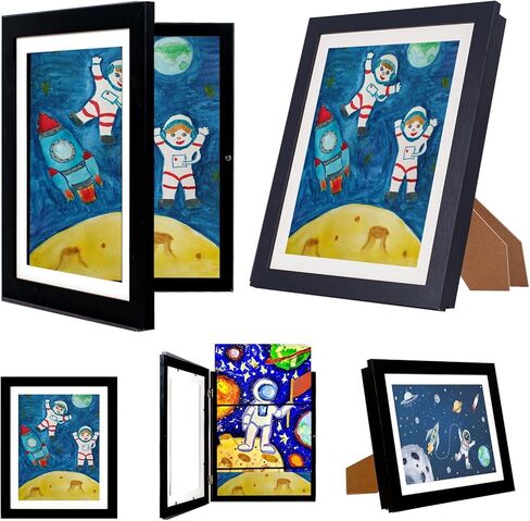 إطارات فنية للأطفال، تعرض 8.5 × 11 مع حصيرة و10 × 12.5 بدون حصيرة، إطارات عمل فنية للأطفال قابلة للتغيير، إطار تخزين لعرض الأعمال الفنية للجدار، للصور ثلاثية الأبعاد، والحرف اليدوية، والفن المعلق، والمحفظة in Kuwait