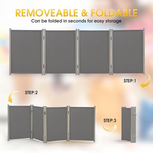 رانتيلا بوابة للكلاب والحيوانات الاليفة قوية ومتينة وقابلة للطي وقابلة للحمل داخل المنزل (بوابة رمادية للحيوانات الاليفة، 4 الواح بطول 24 انش) in Kuwait