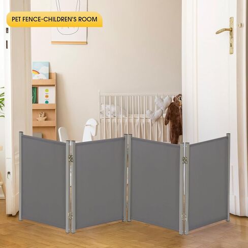 رانتيلا بوابة للكلاب والحيوانات الاليفة قوية ومتينة وقابلة للطي وقابلة للحمل داخل المنزل (بوابة رمادية للحيوانات الاليفة، 4 الواح بطول 24 انش) in Kuwait