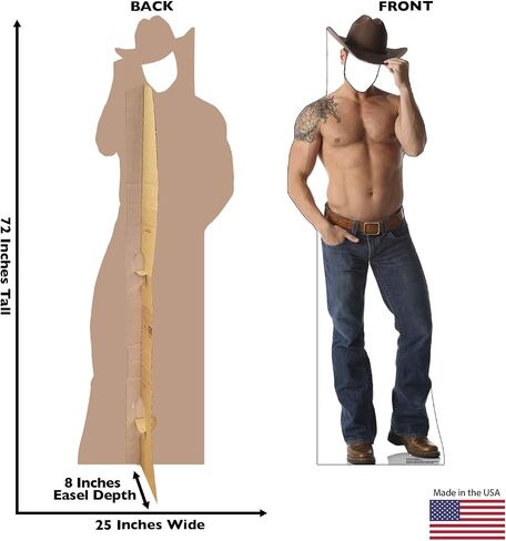 Cardboard People Shirtless Cowboy Stand-in بالحجم الطبيعي قطع الورق المقوى in Kuwait