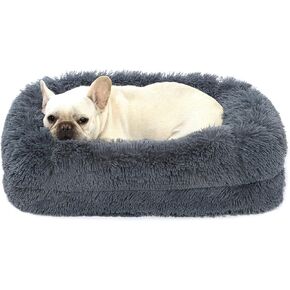 2 in 1 Calming Dog Beds for Small Dogs, Dual Layer Orthopedic Egg Crate Foam & Memory Foam Faux Fur Shag Pet Mattress Warming Rectangle Cuddle Bed Comfy Anti Anxiety, Washable Cover Anti-Slip in Kuwait