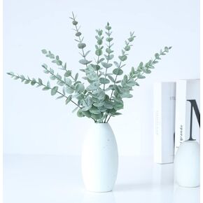 أوراق سيقان الأوكالبتوس الاصطناعية من WEISPARK - 25 قطعة من أوراق الأوكالبتوس المزيفة ذات اللمس الحقيقي وأغصان نبات الأوكالبتوس الصناعي لمزهرية DIY باقة مركزية لديكور المنزل والزفاف (بدون مزهرية) (25 قطعة) in Kuwait