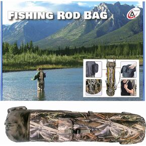 Fisherman's Gift Fishing Rod Bag - Reel Organizer Carrier and Tackle Bag in Gift Box - Bag for Fishing Trip, Holds Five Poles and Tackle, Christmas Gift for Fisher Men, Women, Dads, Boys (Black)