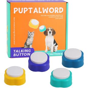 ازرار كلاب للتواصل، ازرار كلب قابلة للتسجيل لمدة 30 ثانية، 4 قطع، ازرار تدريب الكلاب لاصوات الجراء، لعبة ازرار الكلب الناطقة مع حصيرة غير قابلة للانزلاق وملصقات مجموعة ازرار اتصال الكلاب in Kuwait