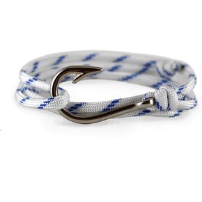 Riptide Vibes Adjustable Fish Hook Bracelet - Made in USA with 550 Military Paracord - 15% Donated to Marine Wildlife Conservation - Silver or Black Hook
