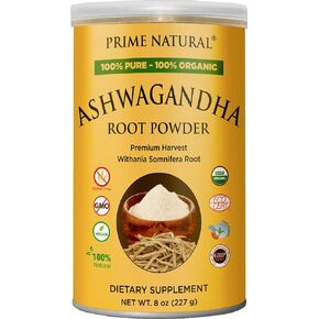 مسحوق جذر أشواغاندا العضوي الطبيعي، 8 أونصة | أدابتوجين الأيورفيدا للهدوء والحيوية ويعزز الطاقة والقدرة على التحمل | نقي، عضوي معتمد من وزارة الزراعة الأمريكية، خام، نباتي in Kuwait