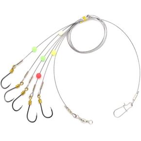 PDXGGB Fishing Hook Rigs with 49 Strands Steel Leaders-Saltwater Surf Fishing Tackle Kit Heavy Duty Hooks 7 * 7 Strands Steel Wire with Nylon-Coating Leader in Kuwait