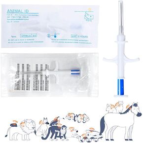 Universal Pet Microchip, 134.2kHz ISO11784/5 FDX-B Pet ID Tags, 15 Bit RFID Microchip Implant Kit for The Management and Tracking of Animals (20PCS 1.4*8MM)