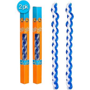 Ner Mitzvah Braided Havdalah Candle - 6-Pack - Round Blue and White Paraffin Wax - Handcrafted Havdallah Candle - Shabbat Judaica Gift in Saudi Arabia