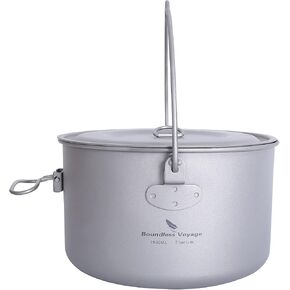 iBasingo Titanium Camping Pot with Lid 2.9L Ultralight Backpacking Cookware with Foldable Handle for Hiking, Picnic & Outdoor Durable Portable Metal Cooking Ti Hanging Pot Ti2045C in Kuwait