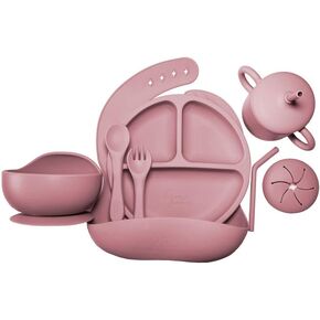 Goose Goodson + Co | 100% Food Grade Silicone Baby + Toddler Feeding Essentials Set | 10 Piece Baby Feeding Set | BPA Free (Pink) in Saudi Arabia