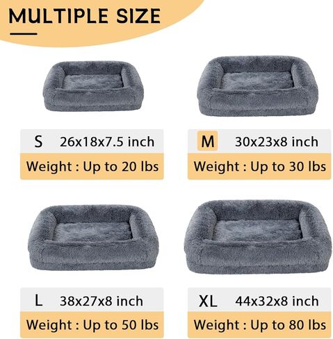 2 in 1 Calming Dog Beds for Small Dogs, Dual Layer Orthopedic Egg Crate Foam & Memory Foam Faux Fur Shag Pet Mattress Warming Rectangle Cuddle Bed Comfy Anti Anxiety, Washable Cover Anti-Slip in Kuwait