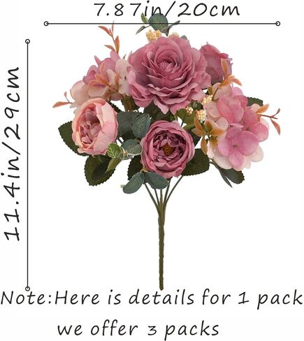 Artificial Flowers Silk Peony Fake Hydrangea Flower Faux Pink Bouquet Decor for Home Bridal Wedding Party Festival Decoration in Saudi Arabia