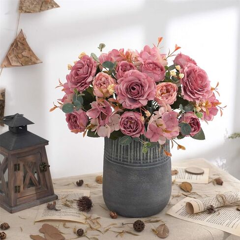 Artificial Flowers Silk Peony Fake Hydrangea Flower Faux Pink Bouquet Decor for Home Bridal Wedding Party Festival Decoration in Saudi Arabia