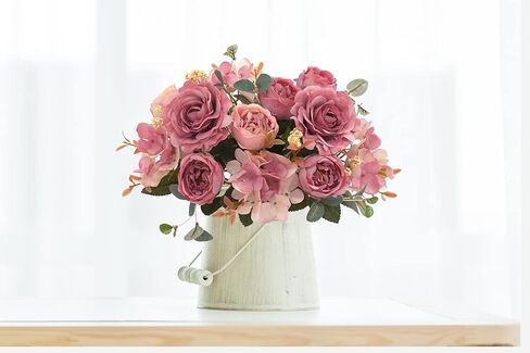 Artificial Flowers Silk Peony Fake Hydrangea Flower Faux Pink Bouquet Decor for Home Bridal Wedding Party Festival Decoration in Saudi Arabia