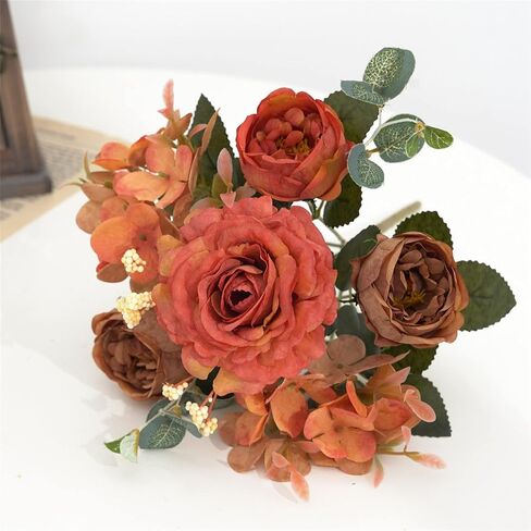 Artificial Flowers Silk Peony Fake Hydrangea Flower Faux Pink Bouquet Decor for Home Bridal Wedding Party Festival Decoration in Saudi Arabia