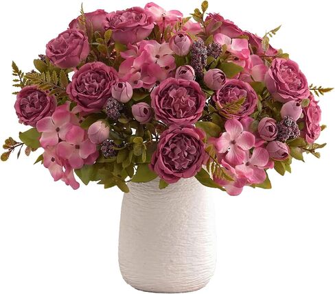 Artificial Flowers Silk Peony Fake Hydrangea Flower Faux Pink Bouquet Decor for Home Bridal Wedding Party Festival Decoration in Saudi Arabia