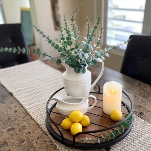 أوراق سيقان الأوكالبتوس الاصطناعية من WEISPARK - 25 قطعة من أوراق الأوكالبتوس المزيفة ذات اللمس الحقيقي وأغصان نبات الأوكالبتوس الصناعي لمزهرية DIY باقة مركزية لديكور المنزل والزفاف (بدون مزهرية) (25 قطعة) in Kuwait