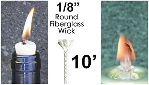 1/8" x 10' Approx Wick It Up with US 1/8" x 10' Round Fiberglass Wick Kerosene Oil Lamps Lanterns Replacement Wicks Torch Wine Bottle Candle (18) (10') 003 in Kuwait