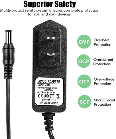 STRIVY 6V AC/DC Adapter for Fisher Price Cradle Swing,Butterfly Ocean Wonders,Rainforest Cradle Swing,Fisher Price M6156 M7590 V3667 V0099 P0097 TM R9951 J8518 J4205 K4227 K7924 Power Supply Cord in Kuwait