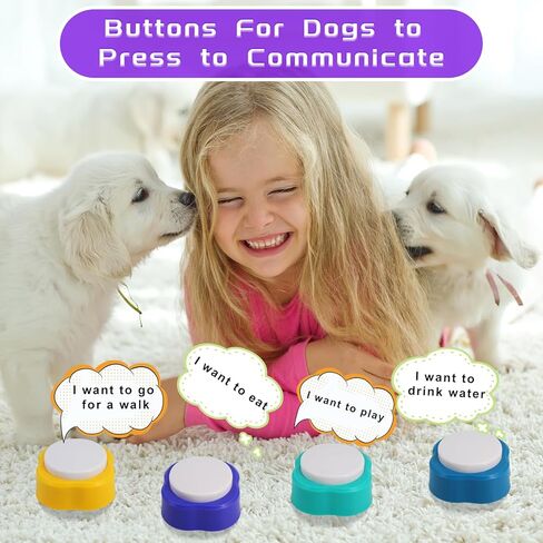 ازرار كلاب للتواصل، ازرار كلب قابلة للتسجيل لمدة 30 ثانية، 4 قطع، ازرار تدريب الكلاب لاصوات الجراء، لعبة ازرار الكلب الناطقة مع حصيرة غير قابلة للانزلاق وملصقات مجموعة ازرار اتصال الكلاب in Kuwait