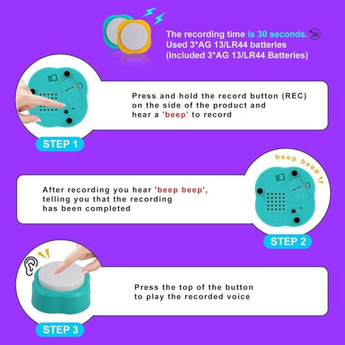 ازرار كلاب للتواصل، ازرار كلب قابلة للتسجيل لمدة 30 ثانية، 4 قطع، ازرار تدريب الكلاب لاصوات الجراء، لعبة ازرار الكلب الناطقة مع حصيرة غير قابلة للانزلاق وملصقات مجموعة ازرار اتصال الكلاب in Kuwait