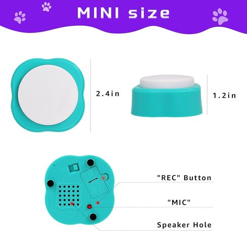 ازرار كلاب للتواصل، ازرار كلب قابلة للتسجيل لمدة 30 ثانية، 4 قطع، ازرار تدريب الكلاب لاصوات الجراء، لعبة ازرار الكلب الناطقة مع حصيرة غير قابلة للانزلاق وملصقات مجموعة ازرار اتصال الكلاب in Kuwait