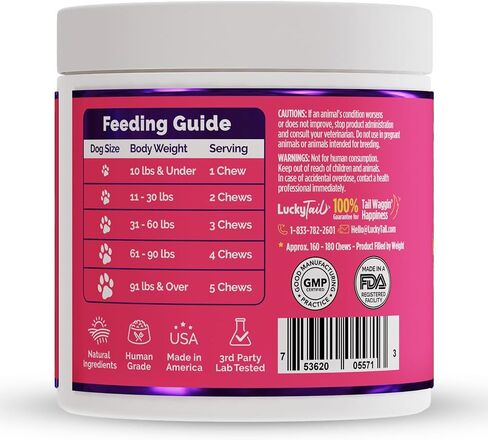 مضغ بروبيوتيك LuckyTail للكلاب - صحة الأمعاء للكلاب - أساسيات البطن للكلاب - مسحوق اليقطين للكلاب - إنزيمات هضمية للكلاب - تقريبًا. 180 مضغ ناعم in Kuwait