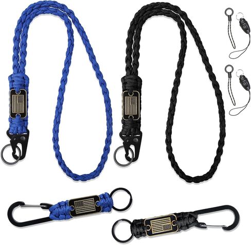 Tokcousun 4 Pcs Heavy Duty Paracord Lanyard Keychain with USA Flag, Braided Parachute Lanyards for Keys Long/Short Keychain in Saudi Arabia