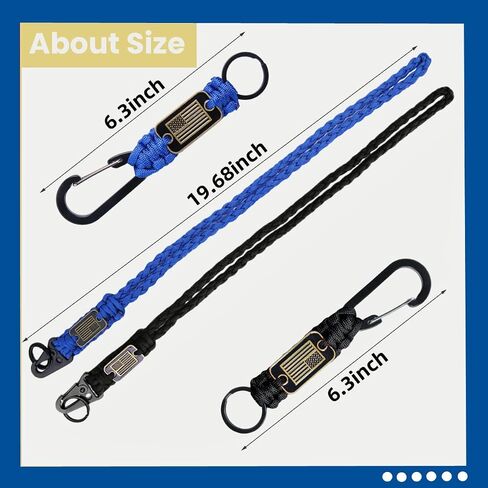 Tokcousun 4 Pcs Heavy Duty Paracord Lanyard Keychain with USA Flag, Braided Parachute Lanyards for Keys Long/Short Keychain in Saudi Arabia
