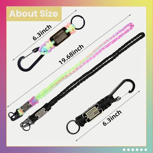 Tokcousun 4 Pcs Heavy Duty Paracord Lanyard Keychain with USA Flag, Braided Parachute Lanyards for Keys Long/Short Keychain in Saudi Arabia