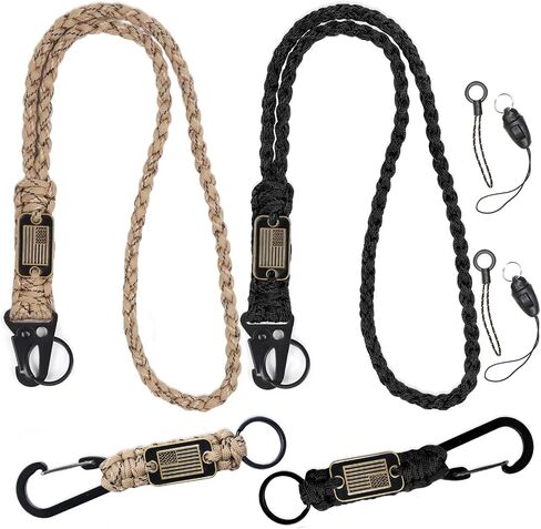 Tokcousun 4 Pcs Heavy Duty Paracord Lanyard Keychain with USA Flag, Braided Parachute Lanyards for Keys Long/Short Keychain in Saudi Arabia