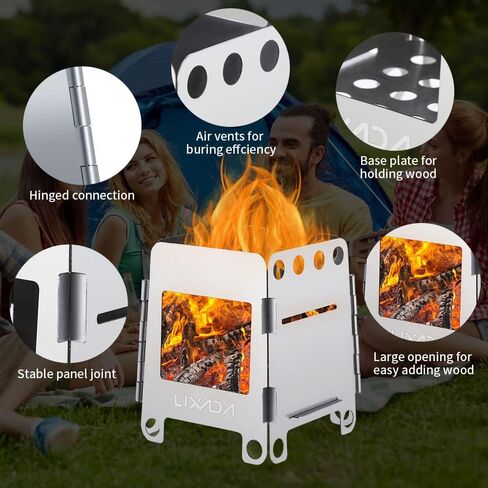 Lixada Camping Stove Wood Burning Stoves Portable Backpacking Stove Stainless Steel Alcohol Stove for Outdoor Camping Hiking Backpacking Picnic BBQ in Saudi Arabia