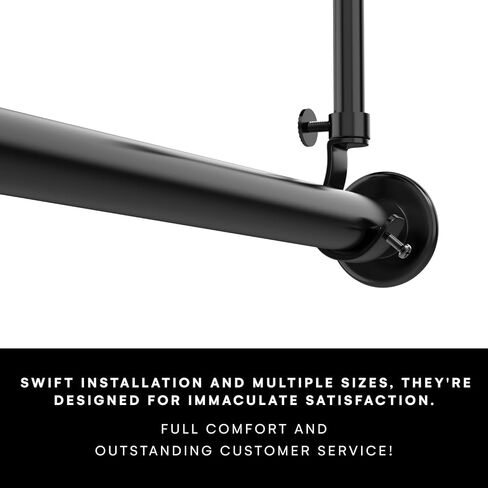 Room/Dividers/Now 108in-168in Hanging Curtain Rod With Brackets, Black | Ceiling Mount Curtain Rods Set for Windows, Doors, Room Dividers | 1" Diameter Adjustable Ceiling Mount Wall Mount Hanging Rods in Saudi Arabia