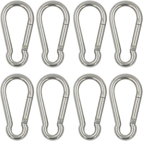 DGOL 8pcs 2-3/8 inch Loading 290 lbs M6 304 Stainless Steel Carabiner Spring Hook Outdoor Chain Quick Link Lock Fastner in Saudi Arabia
