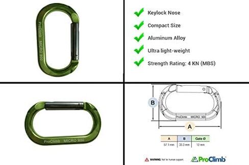 Carabiner Micro 900 Aluminum Straight Gate Keylock 4 kN in Saudi Arabia