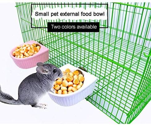Small Animals Bowl, Detachable Cage Feeder Pet Ceramic Water & Food Feeder, Small Animal Supplies for Rabbit Parrot Squirrels Chinchilla Hamster Ferret (Pink, M) in Kuwait
