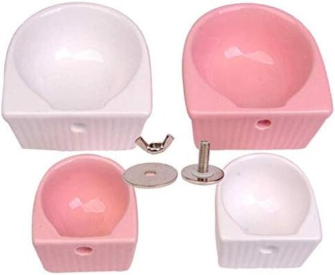 Small Animals Bowl, Detachable Cage Feeder Pet Ceramic Water & Food Feeder, Small Animal Supplies for Rabbit Parrot Squirrels Chinchilla Hamster Ferret (Pink, M) in Kuwait