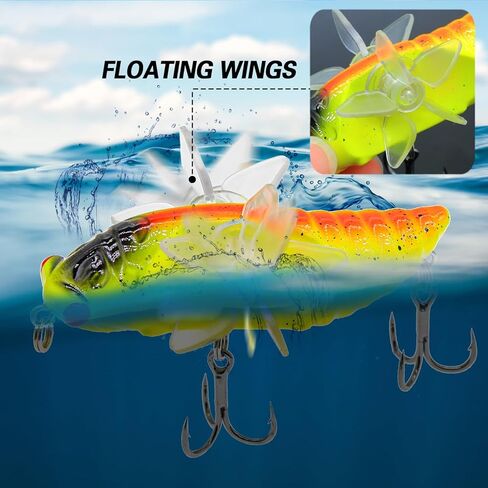 DEILAI Topwater الصيد السحر بلوبر السحر عدة يطير الصيد الذباب Topwater الطعم الثابت السحر مع 3D الصيد العين لسمك السلمون Walleye سمك السلمون المرقط باس المياه العذبة المياه المالحة in Kuwait