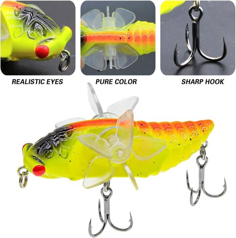 DEILAI Topwater الصيد السحر بلوبر السحر عدة يطير الصيد الذباب Topwater الطعم الثابت السحر مع 3D الصيد العين لسمك السلمون Walleye سمك السلمون المرقط باس المياه العذبة المياه المالحة in Kuwait