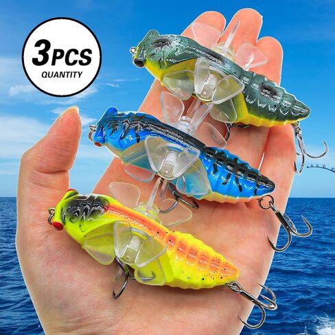 DEILAI Topwater الصيد السحر بلوبر السحر عدة يطير الصيد الذباب Topwater الطعم الثابت السحر مع 3D الصيد العين لسمك السلمون Walleye سمك السلمون المرقط باس المياه العذبة المياه المالحة in Kuwait