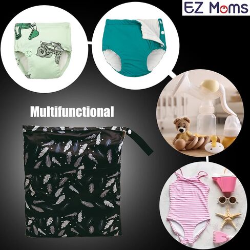 EZ Moms XS 6 قطع حقيبة صغيرة مبللة قابلة لإعادة الاستخدام حقيبة حفاضات صغيرة مقاومة للماء حقيبة مبللة للحفاضات القماشية حقيبة رطبة صغيرة مناسبة للاستخدام اليومي حقائب مقاومة للماء للسباحة in Kuwait