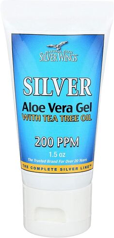 Natural Path Silver Wings Silver 200ppm Aloe Vera Gel w/ Tea Tree Oil 1.5 oz. Skin Healing & Nourishing in Saudi Arabia
