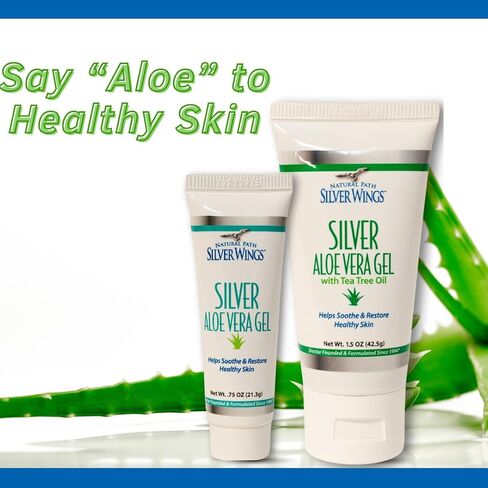 Natural Path Silver Wings Silver 200ppm Aloe Vera Gel w/ Tea Tree Oil 1.5 oz. Skin Healing & Nourishing in Saudi Arabia