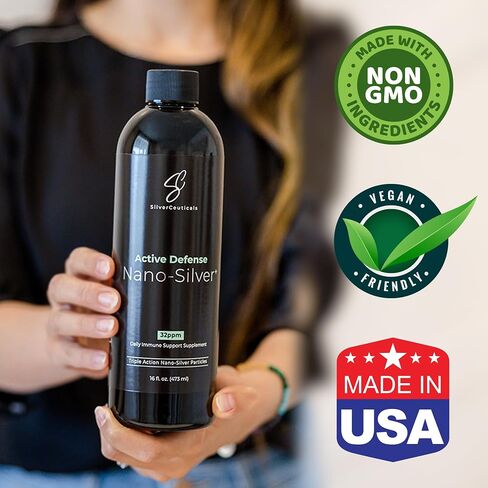 SilverCeuticals Active Defense Wellness Nano Silver 10 جزء في المليون - ثبت سريريًا 8X أكثر فعالية - صحة مناعية ثلاثية المفعول - آمنة لجميع الأعمار - يتفوق على 300 جزء في المليون من الفضة الغروية - 8 أونصة in Saudi Arabia