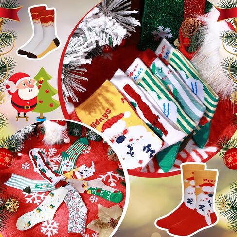 Suhine 20 Pair Christmas Socks for Kids Christmas Gift Socks Colorful Novelty Xmas Fun Cute Warm Dress Socks Boys Girls Winter Holiday, 6-10 Years in Saudi Arabia